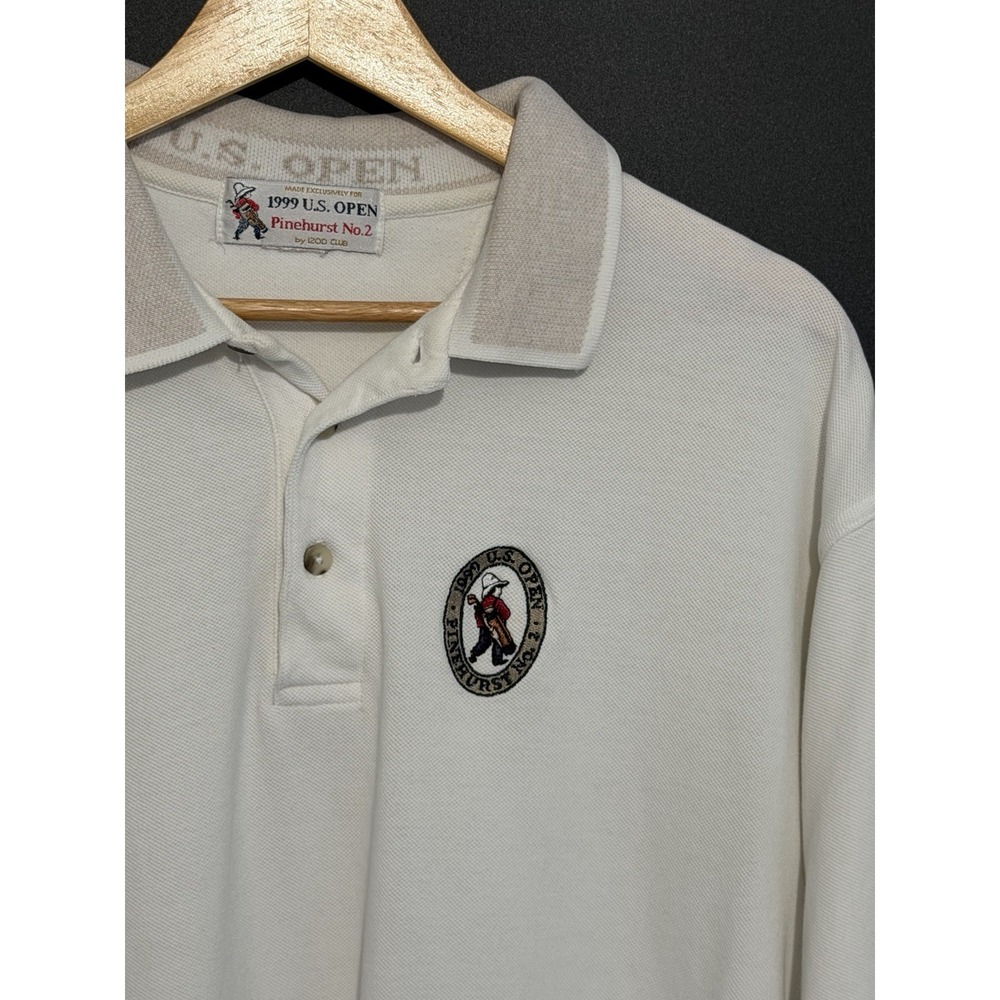 Vintage 1999 U.S. Open Pinehurst No. 2 Izod Club Golf Polo Cream XL Mens 1019